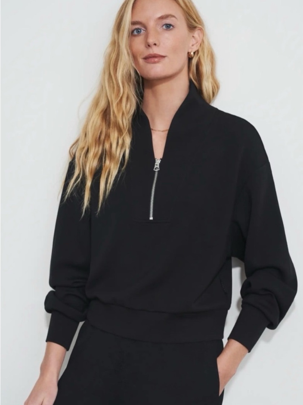 Varley Black Davidson DoubleSoft Half-Zip Crewneck Pullover small EUC